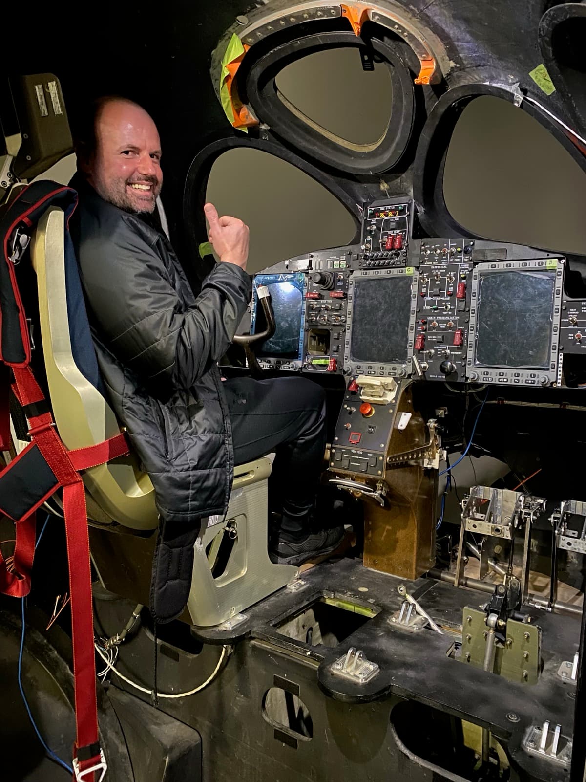 Joe in the Virgin Galactic spaceship simulator